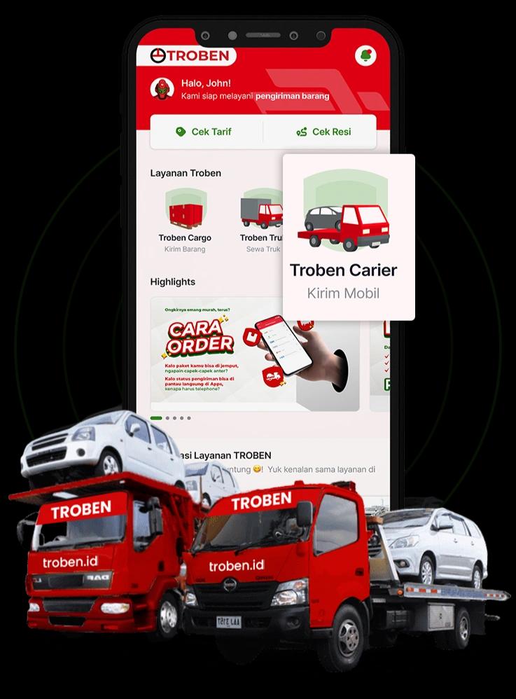 Order Jasa Pengiriman Mobil, Towing lewat aplikasi Troben Carrier - Download Sekarang