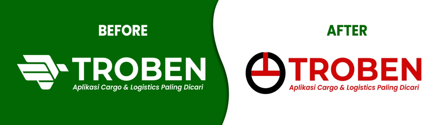 perubahan logo troben: perusahaan ekspedisi, cargo, logistik, dan pengiriman barang ke seluruh indonesia